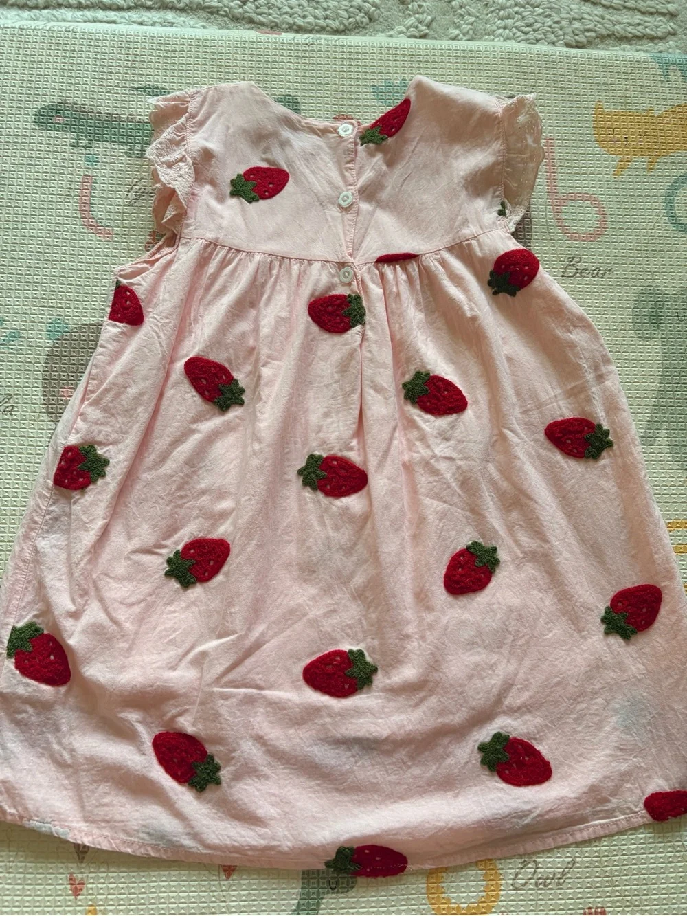 Girls' Pink Floral & Strawberry Dress Bundle - size 6-7 or 130cm